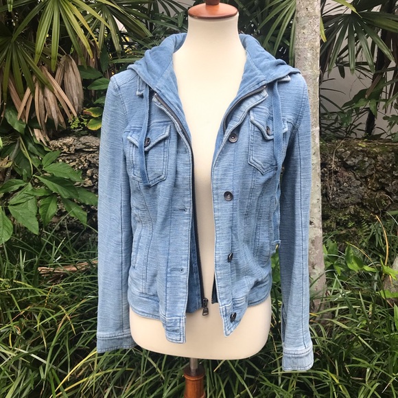 Splendid Jackets & Blazers - Splendid Light Wash Denim Hoodie Jacket